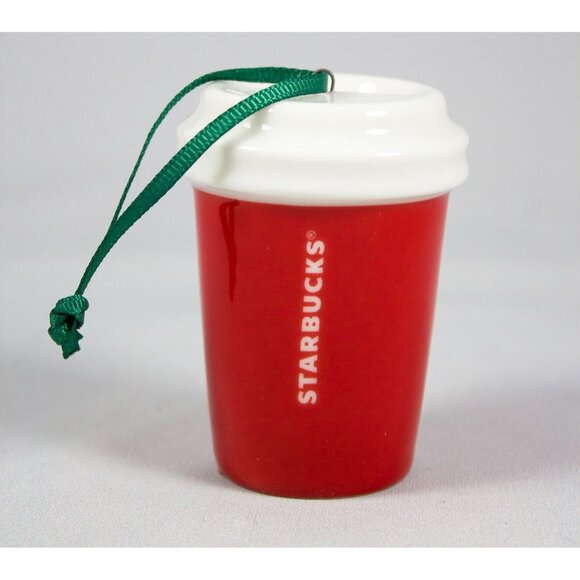 Starbucks 2016 Red Ceramic To Go Cup Christmas Ornament - Picture 2 of 4
